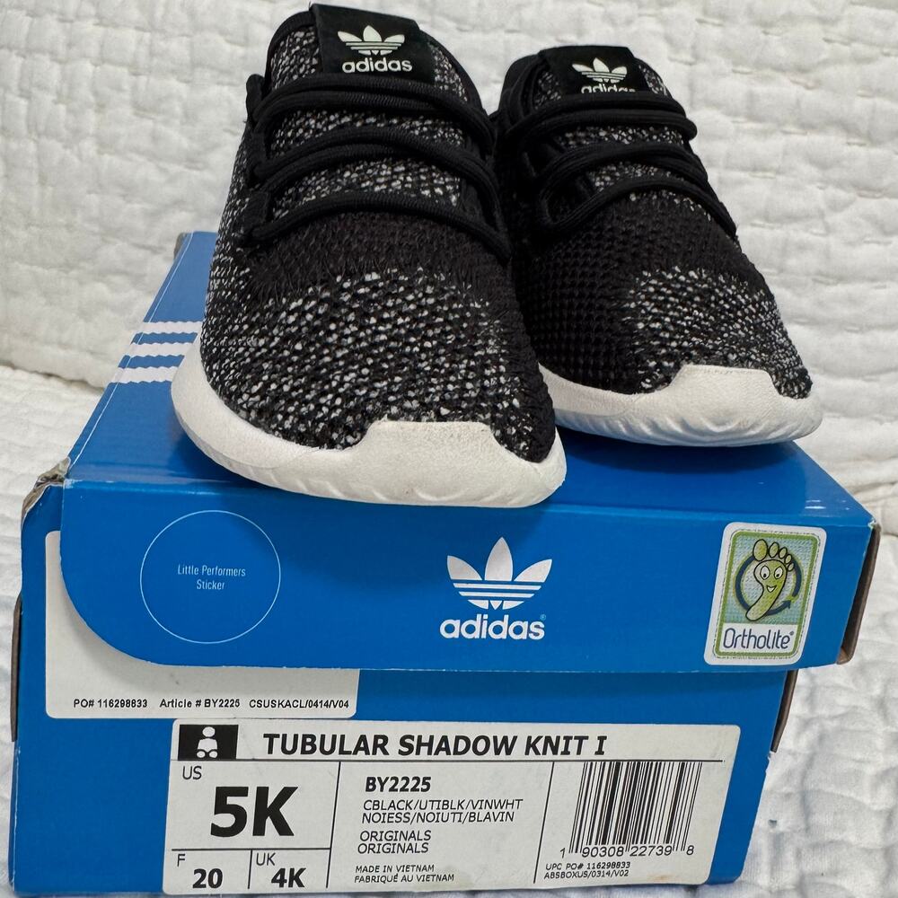 Adidas - Tubular Shadow Knit I - Toddler Sneakers - Black White BY2225 Size 5K